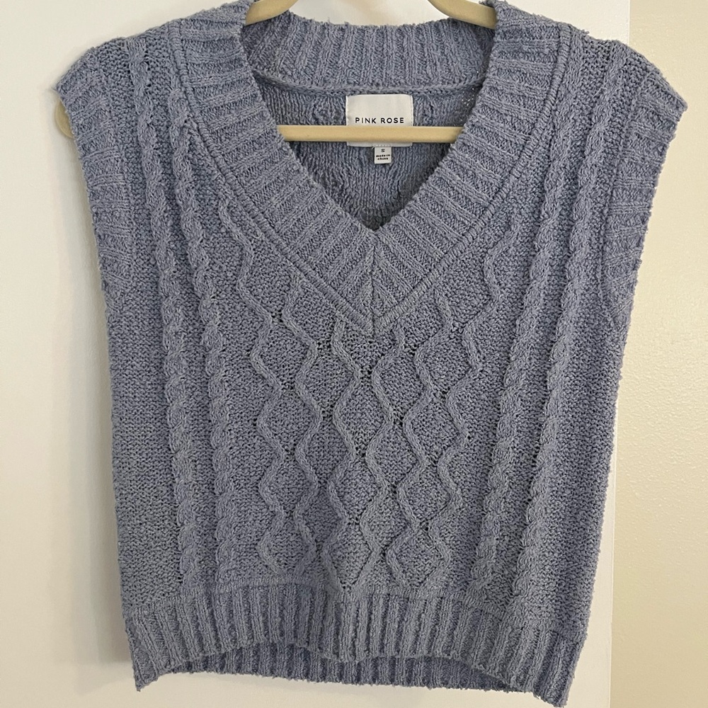 Pink Rose Women's Textured V-Neck Sweater Vest